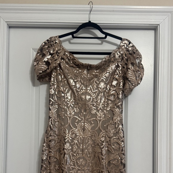 Tadashi Shoji Gold Lace Wedding Dress - Picture 10 of 16